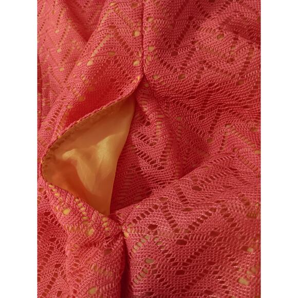 JONES STUDIO Dress Plus 20W 2X Pockets Pleats Pink Crochet Overlay Dressy Event - Picture 4 of 8